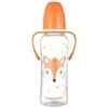 CANPOL 11/845 Standartinis buteliukas su rankenomis 250ml CUTE ANIMALS oranžinė