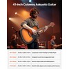 Akustinė gitara pradedantiesiems, „sunburst“ akustinė gitara su dėklu, subalansuoto tono akustinė gitara pradedantiesiems, pilno dydžio akustinės gitaros rinkinys pradedantiesiems