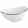 Eurofirany Dekoratyvinis dubuo, keraminis molis, baltas su sidabriniais akcentais, modernus klasikinis glamour stilius, 35x22x15 cm, elegantiškas namų dekoras, stalo puošmena