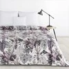 Eurofirany Dekoratyvinis pledas 220x240 cm, purpuriniai pilki lapai, velvetinė lovatiesė, minkštas miegamojo dekoras, stilingas lovos užtiesalas Lovatiesė
