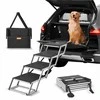 Dog stair for cars, folding aluminum steps for pets, 4‑step portable dog stairs, adjustable height dog ramp