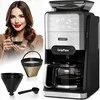 Dripflow Lašinis kavos aparatas su integruotu girnų malūnėliu namams, 1520W, 1.5 l vandens talpa, 24 valandų laikmatis, programuojamas kavos aparatas, automatinis malimas, virtuvės technika
