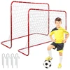 Dveji futbolo vartai vaikams, raudoni, plieniniai, sodo, 122x183x61 cm, futbolo varteliai, lauko žaidimams, treniruotėms