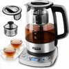 Flavoro Pro Stiklinis elektrinis virdulys su temperatūros reguliavimu arbatos ruošimui, 2200W 1.7L automatinis arbatos virimo aparatas, stiklinis virdulys su temperatūros nustatymu, automatinis arbatos virdulys, elektrinis stiklo virdulys, virtuvinis virdulys arbatai