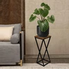 Gėlių stovas Loft Konel Rustic, juodo ąžuolo, 62 cm, augalų stovas, kambarinis stovas, gėlių lentyna