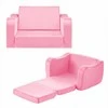 Išlankstoma vaikiška sofa žaidimams ir poilsiui, itin plati sėdynė, minkšti porankiai, transformuojama sofa mažyliams, išlankstoma vaikiška kušetė