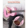 Klasikinės gitaros pradedančiųjų rinkinys, pilno dydžio 960 mm liepos medienos instrumentas su nailoninėmis stygomis, dėklu ir derintuvu, rožinis klasikinis gitaros rinkinys