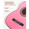 Klasikinės gitaros pradinis rinkinys pradedantiesiems, 780 mm liepos medienos instrumentas su nailoninėmis stygomis, komplekte derintuvas dėklas diržas kapodasteris papildomos stygos mediatoriai, rožinis gitaros rinkinys