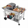 Lauko kepsninės vežimėlis, mobilus gaminimo stalas su prieskonių dėžute ir ratukais, kelių lygių daiktų laikymo sistema, terasos BBQ paruošimo stotis