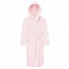 Medvilninis frotinis chalatas su gobtuvu, unisex viešbučio stiliaus, 450 g/m², kelių ilgio, pudros rožinė spalva, XXL dydis, vonios chalatas