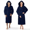 Medvilninis frotinis chalatas su gobtuvu, unisex viešbučio stiliaus chalatas, 450 g/m² svoris, ilgis iki kelių, su kišenėmis ir diržu, minkštas namų drabužis