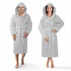 Medvilninis kilpinis chalatas su gobtuvu, unisex XXL dydis, 450 g/m² tankis, kelius siekiantis viešbučio stiliaus chalatas, pilkas medvilninis chalatas su kišenėmis, vonios apranga