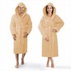 Medvilninis kilpinis chalatas su gobtuvu, unisex viešbučio stiliaus chalatas, 450 g/m² sugeriantis namų rūbas, medvilninis chalatas iki kelių su kišenėmis, minkštas vonios chalatas