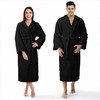 Medvilninis kilpinis chalatas, unisex dizainas, 450 g/m² tankis, iki kelių su diržu ir kišenėmis, juodas viešbučio stiliaus chalatas, minkštas namų drabužis