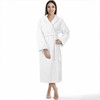 Medvilninis kilpinis chalatas, unisex viešbučio stiliaus, 450 g/m², L/XL dydis, baltas, su diržu ir šoninėmis kišenėmis, minkštas chalatas namams
