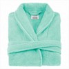 Medvilninis kilpinis chalatas, unisex viešbučio stiliaus, 450 g/m² tankis, iki kelių su kišenėmis, juosmens diržas, mėtų spalva, minkštas vonios chalatas