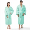 Medvilninis kilpinis chalatas, unisex viešbučio stiliaus chalatas, 450 g/m² tankis, iki kelių su kišenėmis, mėtų žalia spalva, minkštas vonios chalatas