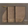 Eurofirany Medvilninių rankšluosčių rinkinys dėžutėje, 3 dalys, 550 g/m², veliūrinis apvadas, siuvinėtas logotipas, rankšluostis rankoms, vonios rankšluostis, didelis rankšluostis, dovana voniai