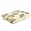 Merino vilnos pledas, 175x200 cm, kreminis su rudai raudonu ąžuolo lapų raštu, termoreguliacinis, dvipusis, rankų darbo, miegamajam ir svetainei, rudeninis dekoras, natūralios vilnos užtiesalas