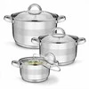Nerūdijančio plieno puodų rinkinys universaliam gaminimui, tinkamas indukcijai, plaunamas indaplovėje, 3 dydžiai 16 cm 20 cm 24 cm, virtuvės indų komplektas