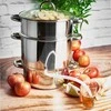 Nerūdijančio plieno sulčiaspaudė-garintuvas indukcinėms viryklėms, 8 litrų puodų rinkinys, sulčių virimo puodas, garinis sulčių gaminimo aparatas
