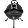 Nešiojamas grilis su anglimis, su 32 cm grotelėmis, apvalios formos, juodas BBQ stovyklavimui