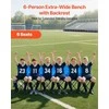Nešiojamas sulankstomas suoliukas sportui ir lauko renginiams, 6 vietų mėlynas su šoninėmis kišenėmis ir atlošu, sulankstomas šoninės linijos suoliukas, stovyklavimo sėdėjimo suoliukas