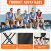 Nešiojamas sulankstomas suoliukas sportui ir stovyklavimui, šešiavietis lengvas 600D Oksfordo audinio suoliukas atsarginiams, sulankstomas suoliukas su šoninėmis kišenėmis ir nešiojimo krepšiu