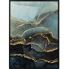 Eurofirany Plieno mėlynos ir mėlynos spalvos sienos menas, spausdinta drobė su aukso papuošimais, modernus namų dekoras, 53x73 cm rėmintas paveikslas, interjero detalė