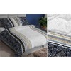 Satino patalynės komplektas 160x200, tamsiai mėlynos ir pilkos spalvos ornamentinis dizainas, užtrauktukas, minkšta medvilninė patalynė, raštuotas patalynės komplektas, miegamojo tekstilė