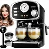 Slėginis kavos aparatas su pieno putų plakikliu namų espresso ruošimui, 1100W 20 bar 1.2L vandens talpa 10 puodelių, espresso kavos virimo aparatas kapučino ruošimui