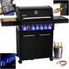 Sodo dujinė kepsninė su ketaus grotelėmis lauko maisto gaminimui, 6 degikliai 21.15 kW su dujų spintelė, lauko dujinis grilis, ketaus grilius, sodo BBQ kepsninė