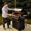 Sodo dujinė kepsninė su ketaus grotelėmis lauko maisto gaminimui, 6 degikliai 21.15 kW su dujų spintelė, lauko dujinis grilis, ketaus grilius, sodo BBQ kepsninė