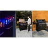 Sodo dujinis grilis su ketaus grotelėmis ir nerūdijančiu plienu, 5+2 degikliai, 24.65 kW, spintelė dujų balionui, didelis kepimo plotas, kepsninė laukui