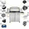 Sodo dujinis grilis su ketumi ir nerūdijančiu plienu, 6+1 degikliai, 22 kW, integruota spintelė balionui, didelis FlameZone kepimo plotas, lauko kepsninė