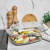 Stačiakampis borosilikatinio stiklo kepimo indas su dangčiu, 5.8 L, atsparus karščiui iki 270 °C, stiklinis troškintuvas, ugniai atsparus indas kepimui ir saugojimui