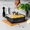 Starke Pro Kvadratinis neprisvylantis puodas indukcijai, universalus gaminimas, su stikliniu dangčiu ir aromatizatoriumi, kvadratinis indukcinis indas, neprisvylantis kvadratinis puodas, marmurinis troškintuvas