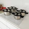 Starke Pro Nerūdijančio plieno puodų rinkinys su dangčiais indukcinėms kaitlentėms, 8 dalių įvairių dydžių indų rinkinys, virtuvės puodų komplektas, indaplovėje plaunami puodai