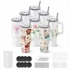 Sublimacinis puodelis 1183 ml su dangteliu ir šiaudeliu, dvigubų sienelių izoliacija, 8 vnt. pakuotė „pasidaryk pats“ personalizavimui, individualizuoti sublimaciniai puodeliai