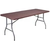 Sulankstomas banketinis stalas-lagaminas, rotango imitacija, 180x74x74.5 cm, rudas, furšetų, renginių stalas