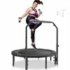 Sulankstomas mini batutas treniruotėms patalpose ir sode, 132 cm fitneso batutas, tylus stabilus dizainas, reguliuojama rankena, nešiojamas treniruočių batutas