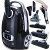Tylus dulkių siurblys su maišeliu, HEPA filtru ir 6 priedais, žemas triukšmo lygis, 5 lygių galia, išmanus galios pasirinkimas, valdymas rankenoje, galingas namų valymas