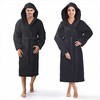 Unisex medvilninis frotinis chalatas su kapšonu, 450 g/m², iki kelių, šoninės kišenės, juosmens diržas, viešbučio stiliaus chalatas, minkštas namų drabužis