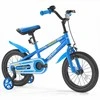 Vaikiškas dviratis 35,56 cm, BMX stiliaus, dviratininkams nuo 90 iki 115 cm, su pagalbiniais ratukais, patvarus daug anglies turinčio plieno rėmas, mėlynas vaikiškas dviratis