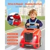 Vaikiškas mechaniko automobilio remonto rinkinys mažyliams, 60 dalių variklio žaislas su šviesomis ir garsais, raudonas, interaktyvios mechaniko dirbtuvės, variklio remonto žaislas, mechaniko dirbtuvių rinkinys, interaktyvus sunkvežimio variklio žaislas