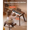 Vaikiškas medinis skaitmeninis pianinas edukacinis muzikos instrumentas, 37 klavišų nešiojama klaviatūra su garso valdymu, riešutmedžio apdaila, dvigubos maitinimo parinktys