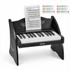Vaikiškas medinis skaitmeninis pianinas su 25 klavišais, dvigubo maitinimo nešiojamas muzikinis žaislas, reguliuojamo garsumo lavinamasis instrumentas, juoda vaikiška pianino klaviatūra