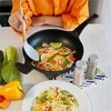 Wok keptuvė marmuro stiliaus indukcinei viryklei, 30 cm neprisvylanti akmens danga, sveikas kepimas su mažai riebalų, 4.5 l talpa, gili azijietiška keptuvė nepridegančiu paviršiumi