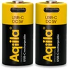 Aqiila - Įkraunama USB-C baterija - CR123A dydis - 750 mAh - 2 vnt. pakuotėje