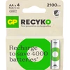 GP Baterija GP - „ReCyko“ įkraunamos baterijos, AA dydis, 2100 mAh, 4 vnt. pakuotė